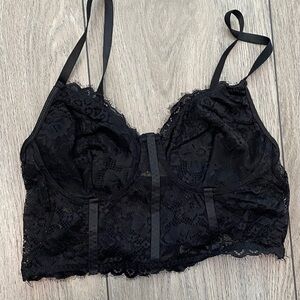 Elegant Black Lace Bralette Corset Size S